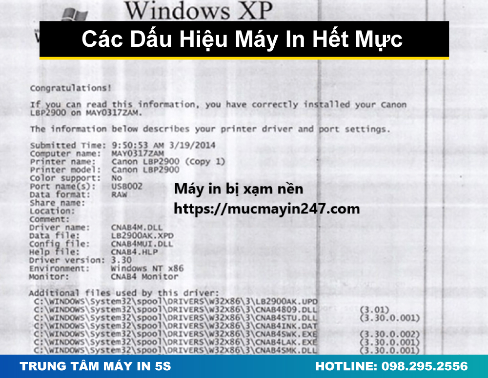 Các Dấu Hiệu Máy In Hết Mực
