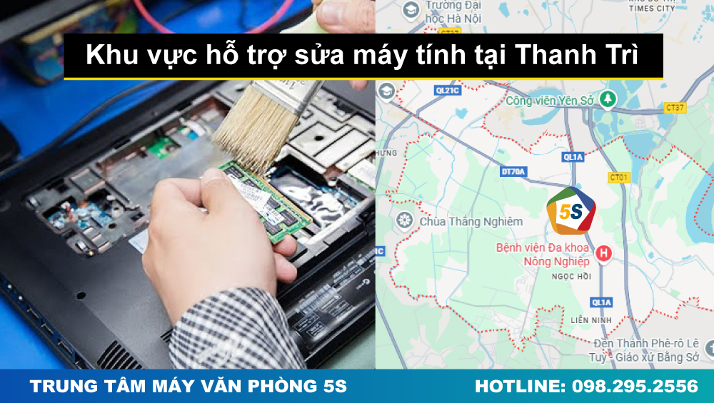 Khu vực hỗ trợ sửa máy tính tại Thanh Trì