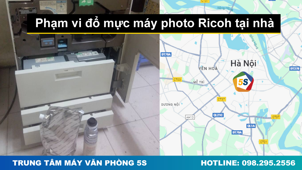 Phạm vi phục vụ đổ mực máy photo Ricoh tại nhà