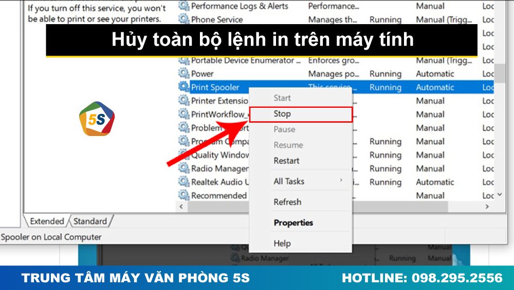 Hủy toàn bộ lệnh in trên máy tính