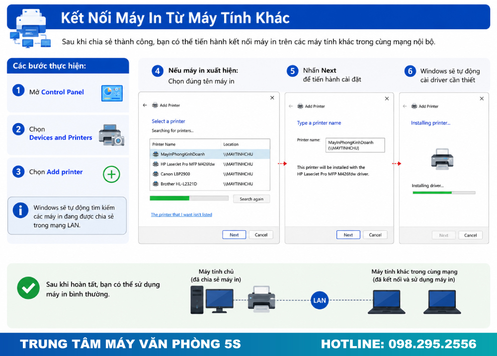 Kết Nối Máy In Từ Máy Tính Khác