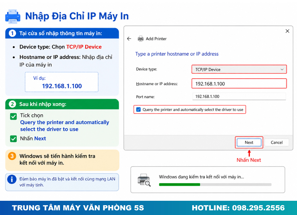 Nhập Địa Chỉ IP Máy In