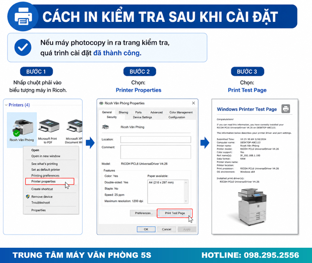 Cách In Kiểm Tra Sau Khi Cài Đặt