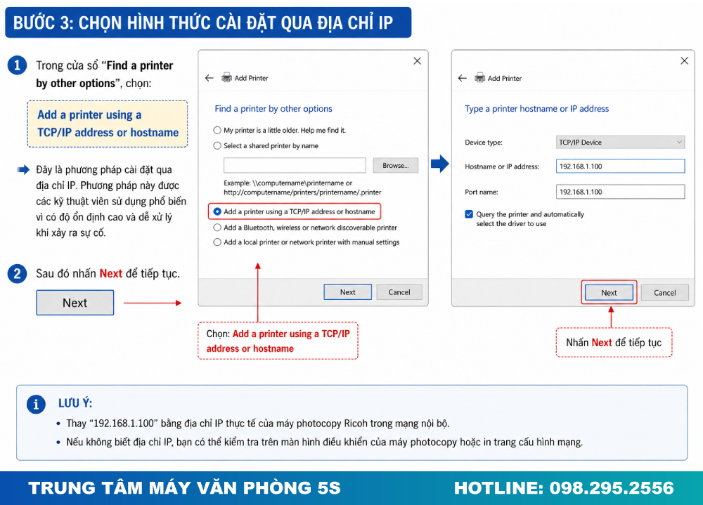 Chọn Hình Thức Cài Đặt Qua Địa Chỉ IP