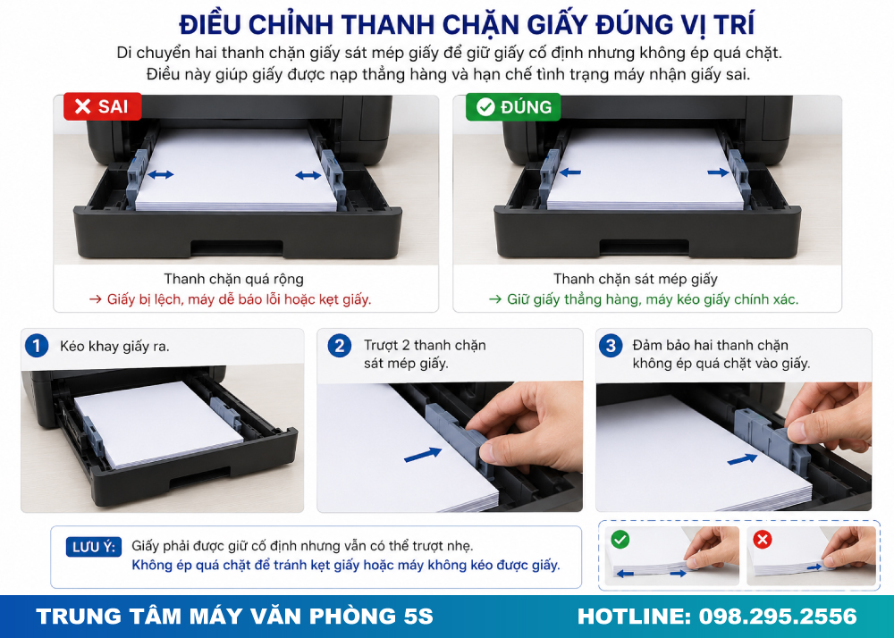 Điều Chỉnh Thanh Chặn Giấy Đúng Vị Trí