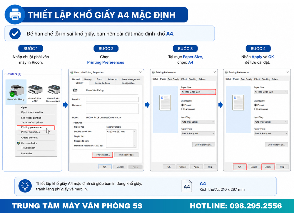 Thiết Lập Khổ Giấy A4 Mặc Định
