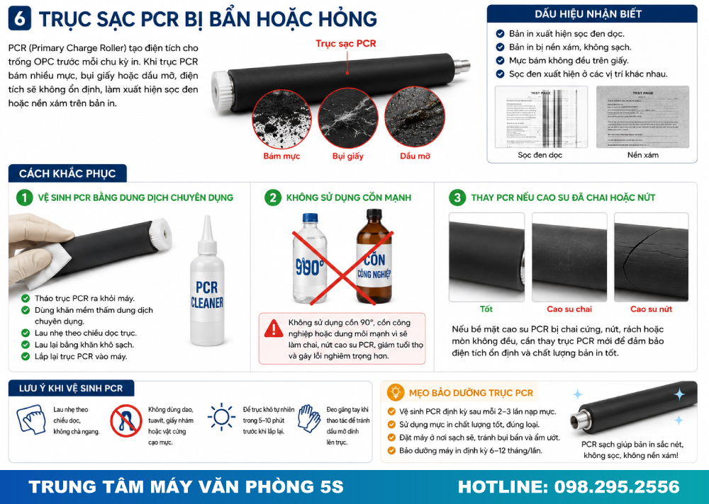 Trục Sạc PCR Bị Bẩn Hoặc Hỏng